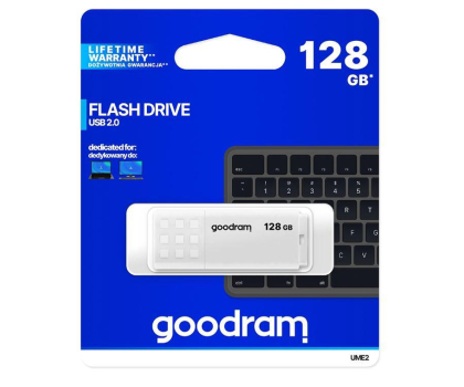 PenDrive GOODRAM 128GB UME2 odczyt 20MB/s USB 2.0 biały